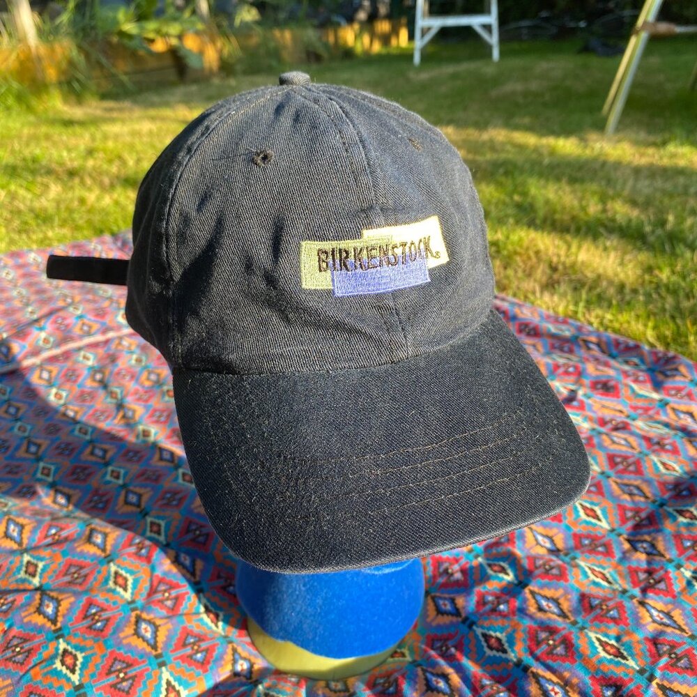 Vtg Birkenstock Hat Strap-Back Adjustable Fit Unisex Navy All Cotton Hong Kong
